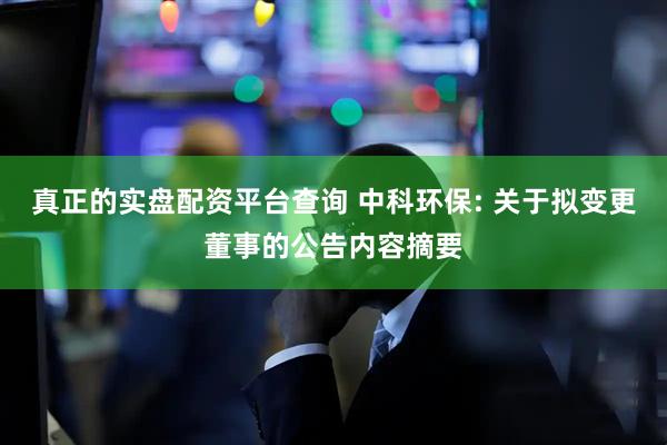 真正的实盘配资平台查询 中科环保: 关于拟变更董事的公告内容摘要