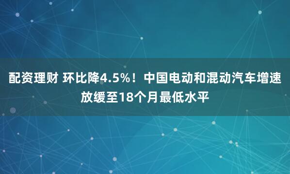 配资理财 环比降4.5%！中国电动和混动汽车增速放缓至18个月最低水平